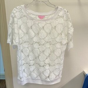 Lilly Pulitzer White Boxy Short Sleeve Blouse